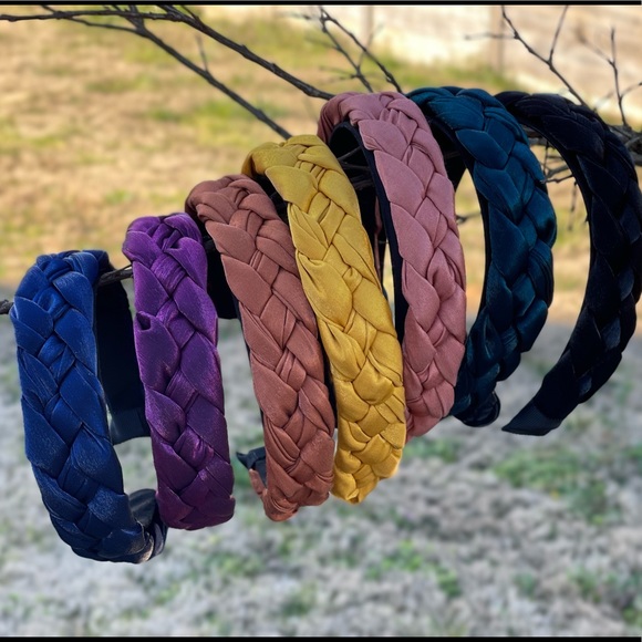 New Handmade Metallic Shimmer Shine Green Weave comfy bendable Soft Headband - Picture 4 of 4